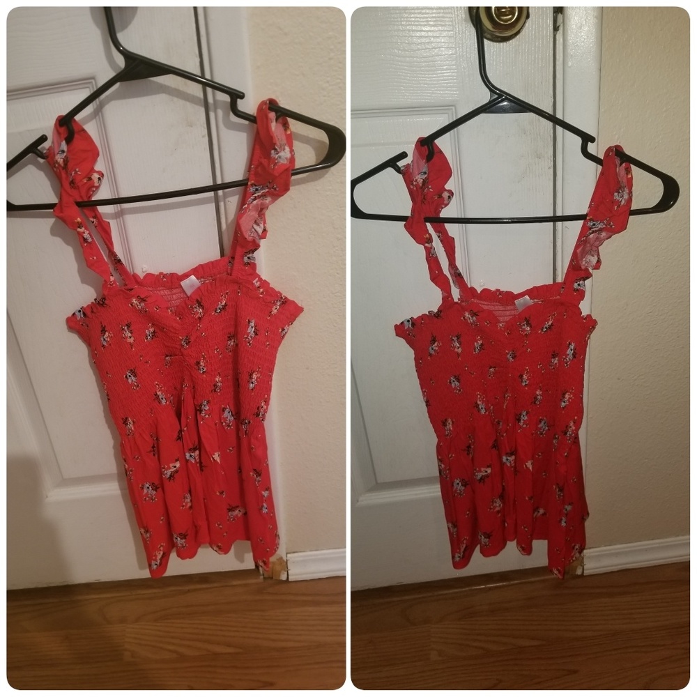 Junior frilly floral tank top